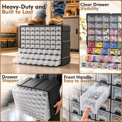 64-Drawer Organizer Craft Organizers and Storage with Dividers Labels - size: 64 Drawer