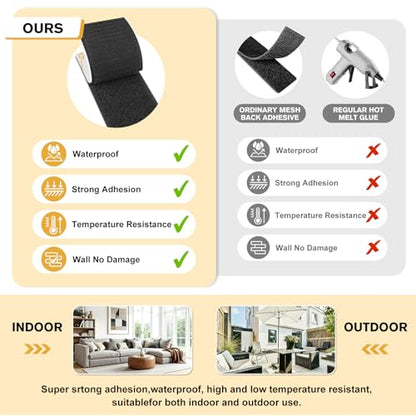 SummerBrite Hook and Loop Strips with Adhesive, Black, 2 x 5 in, 10 Pairs - color: Black, size: 2x5IN 10 Pairs