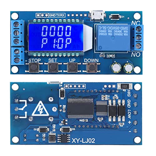 Oumefar Timer Delay Relay XY-LJ02 Cycle Trigger Delay Timer Switch Circuit Electronic Relay Module with LCD Display, 12V Timer Relay Delay Controller Module Support Micro USB 5V Input