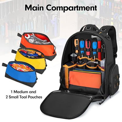 Rexmica Tool Organizer Bag Backpack with 3 Tool Zipper Pouch for Men
