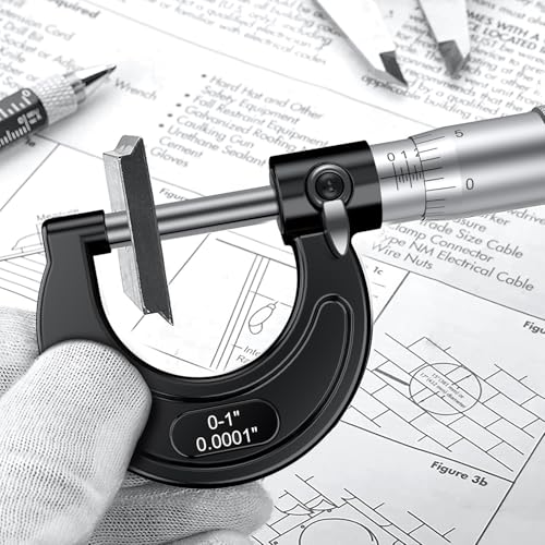 HDLNKAK Outside Micrometer 0-1"/0.0001", with Zero Wrench and Case (Black) - color: Black