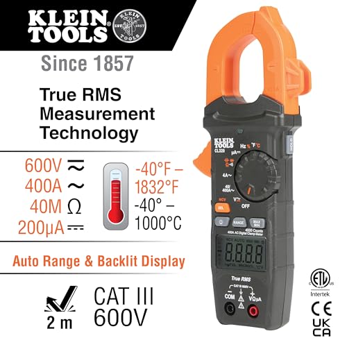 Klein Tools CL320 Digital Clamp Meter, HVAC AC Auto-ranging 400A - size: 1-Tool Clamp Meter