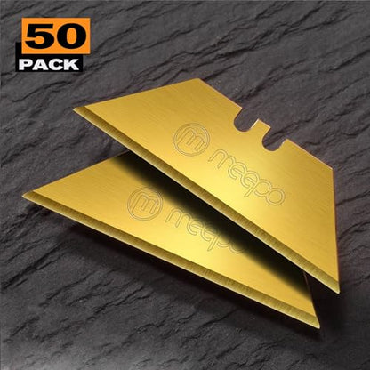 M MEEPO Utility Knife Blades, Never Rust, Titanium SK-2 Steel, 50-Pack - size: Titanium 50-Pack