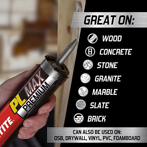Loctite PL Premium Max Construction Adhesive, 9 fl oz Cartridge, 1 Pack - Versatile Construction Glue for Wood, Concrete, Stone & More - size: 1 Pack