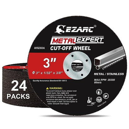 EZARC Metal Cut Off Wheels 3 x 1/32 x 3/8-Inch, 24-Pack - size: 24PCS 3” x 1/32” x 3/8”