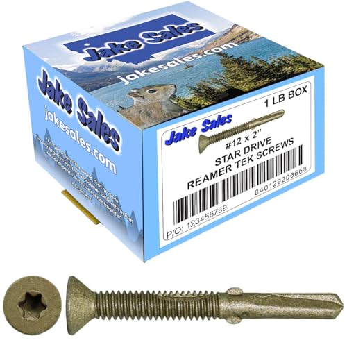 12x2#10 x 1-5/8" Reamer Tek Torx/Star Head Self-Drilling Wood to Metal Screws - for Flatbeds, Trailers - T-30 Torx Screw Head 1 Pound - 68 Screws - size: 2"