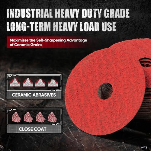 4.5" x7/8" Ceramic Resin Fiber Discs 24/36/60/80/120 Grit 25Pcs - style: 24/36/60/80/120grit-25Pack