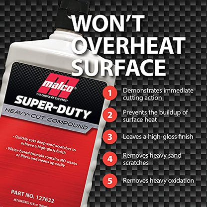 Malco Super Duty Heavy Cut Compound for Auto Paint Correction, 1 Gal. - size: 1 Gallon