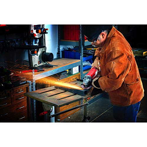 Powerbuilt 5-Inch Variable Speed Angle Grinder, 10 Amp Motor, 6-Speed Control, Lock-On Trigger, Includes Wheel, Side Handle, Wrench & Spare Brushes - 240079