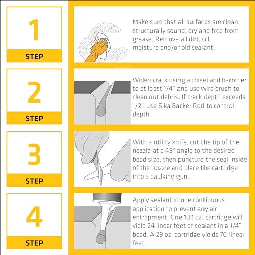 SIKA Sikaflex Self-Leveling Sealant, 12-Pack, 10.1 Oz, Gray – Easy Application, Quick-Curing, Waterproof & Weather-Resistant, Ideal for Driveways, Garages, Sidewalks, and Concrete Joints - color: Gray, size: 10.1 fl. oz (Pack of 12)