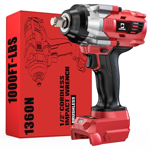 Cerycose Cordless Impact Wrench 1/2 inch for Milwaukee 18V Battery, 900Ft-lbs (1200N.m) Brushless High Torque Impact Gun (No Battery) - color: 1/2 1000 Ft-lbs