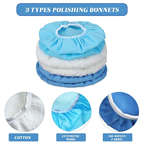 Mudder 20 Pcs 3-4 Inch Car Orbital Buffer Pads Polisher Bonnet, Blue - color: Blue, size: 3-4 Inch