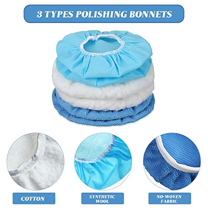 Mudder 20 Pcs 3-4 Inch Car Orbital Buffer Pads Polisher Bonnet, Blue - color: Blue, size: 3-4 Inch