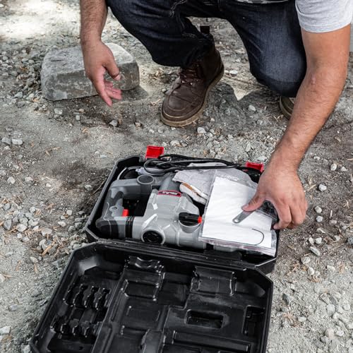 XtremepowerUS 1200W Electric Rotary Hammer SDS Plus Drill Swivel Adjustable Handle Drilling With Flat Chisels, Point Chisels and 3 Drill Bits Carrying Case - size: 1200W