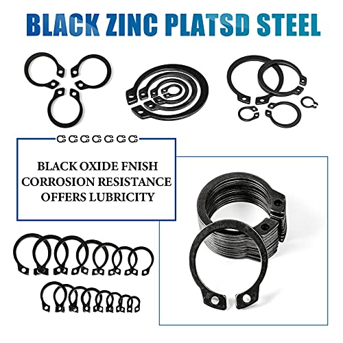 NINDEJIN External Retaining Rings Snap Rings Assortment Kit, Circlip Circlip Retainer Rings Set (C-Clip Carbon Steel) - size: 480PCS (5-19mm )