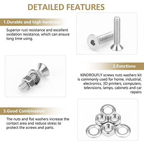 1285 Pieces M2 M2.5 M3 M4 Countersunk Head Socket Cap Screws Nuts Washers Assortment Kit, 304 Stainless Steel, Fully Machine Thread - size: M2 M2.5 M3 M4, style: Countersunk Head Socket Cap