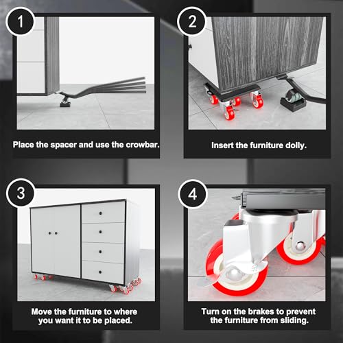 1,500 lb Capacity Furniture Dolly Set, 5.3-Inch Platforms, Red - color: Red, size: 5.3x5.3 IN