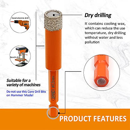 BGTEC Dry Diamond Drill Bits 1pc 1/4" with Quick Change Hex Shank for Granite Marble Porcelain Tile Ceramic - size: 06mm 1/4"