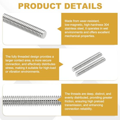 uxcell 20Pcs Fully Threaded Rod M2.5 x 0.45mm Pitch 16mm/0.6 Inch Threaded - size: M2.5x0.45mmx16mm