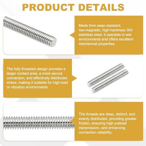 uxcell 20Pcs Fully Threaded Rod M2.5 x 0.45mm Pitch 16mm/0.6 Inch Threaded - size: M2.5x0.45mmx16mm