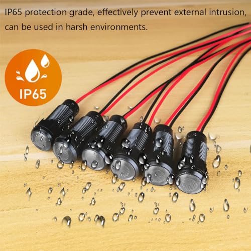Gebildet 6pcs White LED Indicator Pilot Light AC/DC 12-24V Mounting Hole Size 10mm(Flame Retardant Plastic Shell) - color: White 12-24V/Black shell