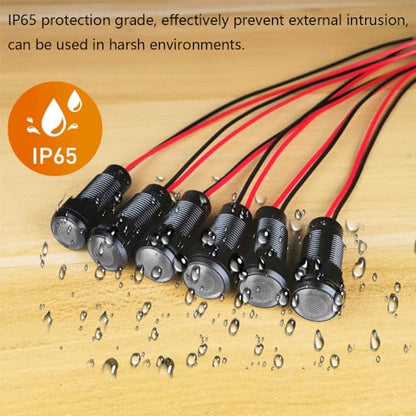 Gebildet 6pcs White LED Indicator Pilot Light AC/DC 12-24V Mounting Hole Size 10mm(Flame Retardant Plastic Shell) - color: White 12-24V/Black shell