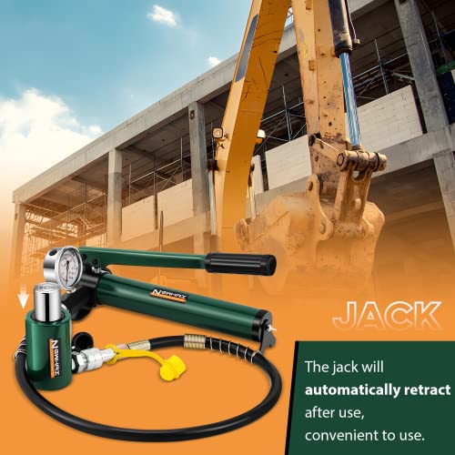 Newhai 10T Hydraulic Ram Kit & CP-180 Pump with Pressure Gauge, 2" Stroke - style: 10 ton Jack+cp180 Pump