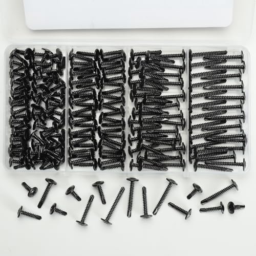 Black Self Tapping Screws Assortment Kit 190PCS, Modified Truss Head - size: B #8 190PCS