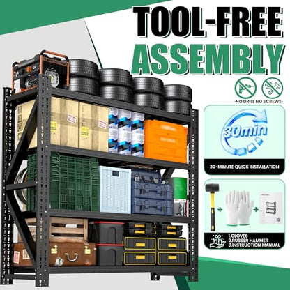 4-Tier Heavy Duty Garage Shelving，Industrial Shelving for Home & Shop,Garage Storage Racks Heavy Duty Steel Shelves,Large Capacity Metal Rack for Garage,Basement,Pantry,Workshop - size: 24"D*60"W*69"H