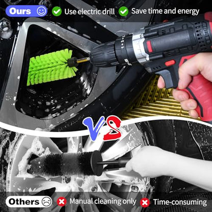 1 Pack Drill Brush for Car Wheel and Bottle(Green) - color: 1 Pack Green