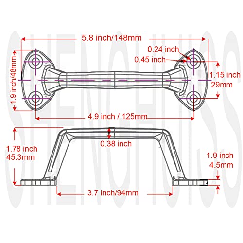 SHENGHUISS 2 Pack 5.8 INCH (148MM) Solid 316 Stainless Steel Marine Grade Boat Grab Handle Polished Marine Heavy Duty Grab Bar Handrail W/Screws Boat Yacht Accessoies - color: C-6 inch 2 Pack