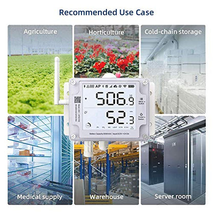 GS1-AETH1RS + Siren Bundle Ethernet Thermometer Hygrometer, WiFi Temperature Humidity Sensor, Digital Temperature Data Logger, Free App Email Alert(2.4GHz WiFi & RJ45 Ethernet, no hub Required) - style: GS1-AETH1RS + Siren