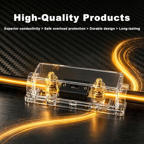 3 PCS 200A ANL Fuse Holder with Fuses, 0/2/4 Gauge AWG Fuses & Holder Block with Screws, Waterproof ANL Fuse Transparent Box Set Universal for Car Audio System - color: 200A