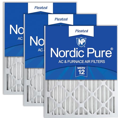 Nordic Pure 20x20x2 (19 1/2 x 19 1/2 x 1 3/4) Pleated MERV 12 Air Filters 3 Pack - style: MERV 12