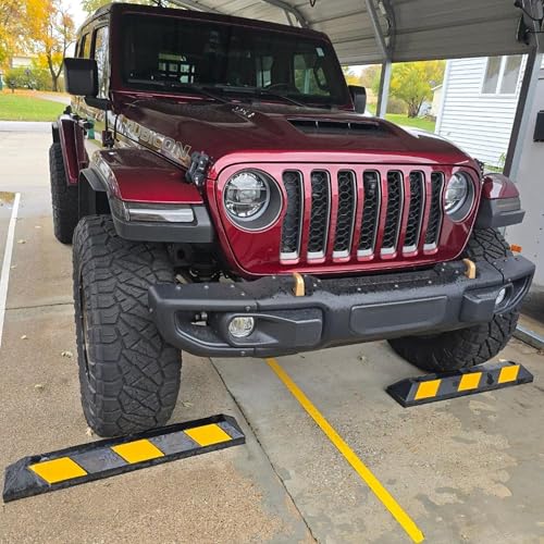 Guardian Parking Stop, 3 Foot Long Flexible Rubber Curb, Highly Visible Accessory with Mounting Holes for Job Sites and Garages, Black/Yellow - size: 3 Foot