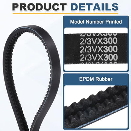 uxcell 2/3VX300 EPDM V-Belt, 2 Banded, 30" Outer Circ x 0.79" W x 0.39" Thk - size: 2/3VX300