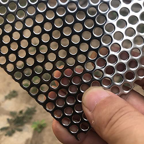 19 Gauge 7.8"x3.9" Perforated Metal Sheets Expanded Metal Mesh Opening 35% Hole 5mm 0.2"(About 1/5") Perforated Stainless Steel Sheet 304 Stainless Steel Mesh Screen Panel Decorati Plate - size: 7.8" X 3.9"
