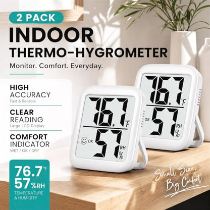Antonki 2 Pack Room Thermometer Indoor Hygrometer - color: Classic White ( 2 Pcs )