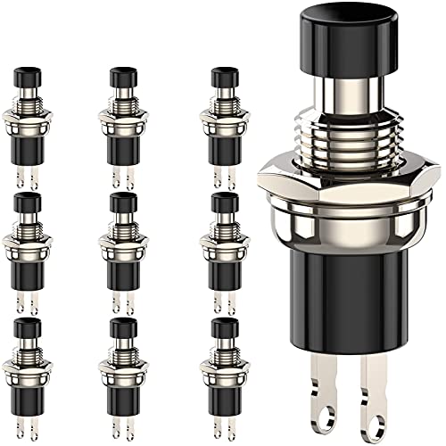 Momentary Push Button Switch, 1A 250VAC SPST Mini Pushbutton Switches Normal Closed (NC) Black Cap - 10pcs - color: black, size: NC-10