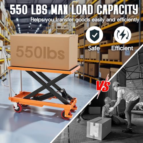 SPECRAFT 550 Lbs Hydraulic Lift Table Cart - color: Orange