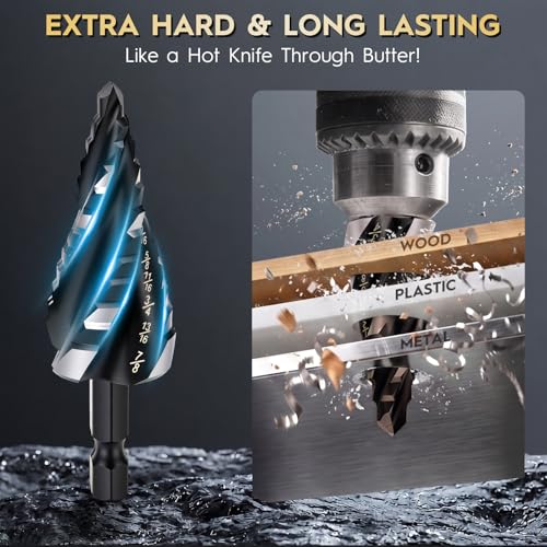 3PCS Step Drill Bit Set - Titanium Four Spiral Flute HSS Step Bit - color: 3PCS Four Spiral-NEW