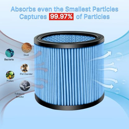 Shop-Vac 2 Pack Cartridge Filter with 1 Pack Upgraded Universal Retainer