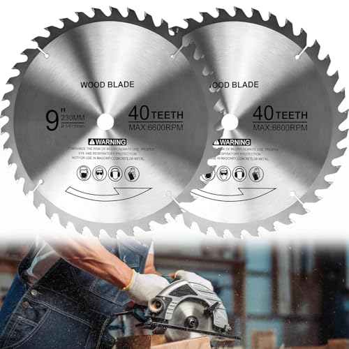 9" Table Saw Blades, 40T Carbide Tipped for Workshop Wood Cutting Tasks