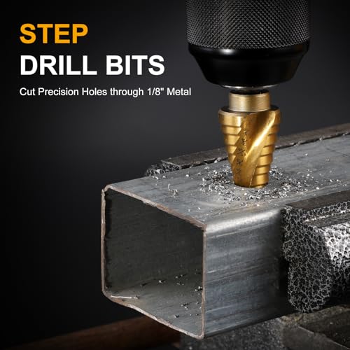 3PCS Step Drill Bit Set, 1/4" Hex Shank High-Speed Steel Spiral Grooved Step Drill Bit, Step Bits for Metal, Wood, Plastic, Aluminium, Unibit Cone Drill Bits with 31 Step Sizes Total - style: 3PCS Step Drill Bits Spiral