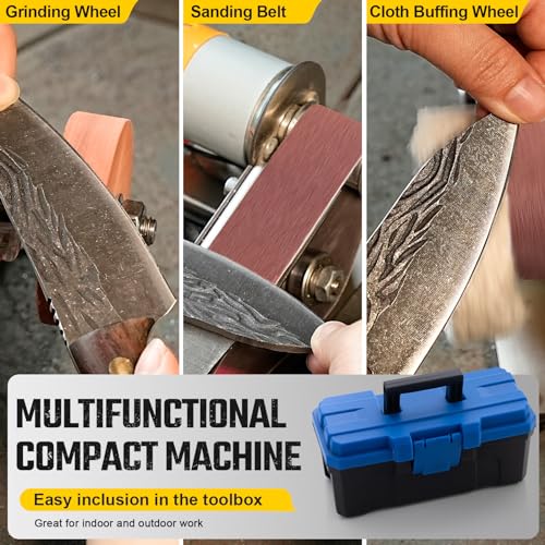 3-in-1 Mini Belt Sander 7-Speed Knife Sharpener Bench Grinder - color: Model.1 Knife Making Plus Kit, size: Model.1 Knife Making Plus Kit