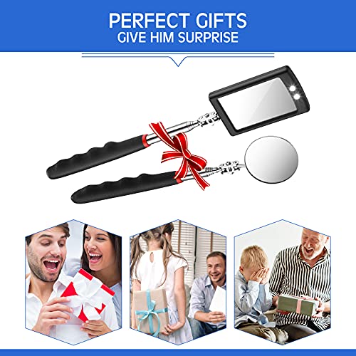 Frienda 2 Pcs LED Telescoping Inspection Mirror, Flexible Round Mirror Tool