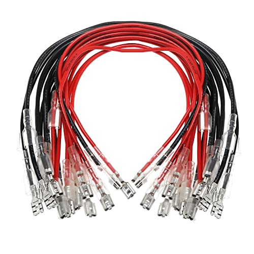 30Pcs 6.3mm Double Head Crimp Terminal Wire 15Red+15Black 11.82"