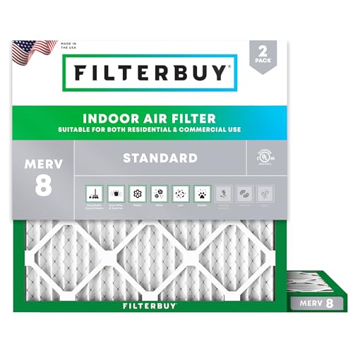 Filterbuy 11.25x11.25x1 Air Filter MERV 8 Dust & Allergy Defense (2-Pack) - size: 11.25x11.25x1