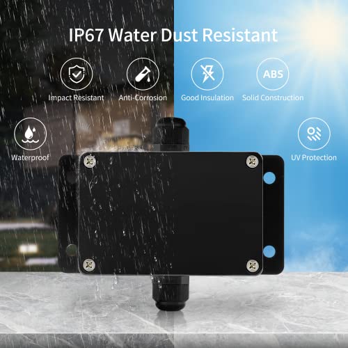 ABS IP67 Waterproof Dustproof Electrical Junction Box, with 15A 600V Barrier Terminal Cable Connector, 1 in/1 Out Power Junction Box（3.93 * 2.67 * 1.96in） - size: 1T1 3.93" x 2.67" x 1.96"