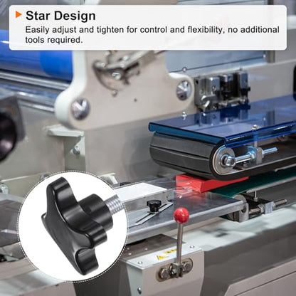 HARFINGTON 2pcs Star Knobs M10 x 70mm Male Thread Plastic 4-Star Stud Knob Hand Tightening Clamping Screw Replacement Threaded Handle, Black - size: M10 x 70mm